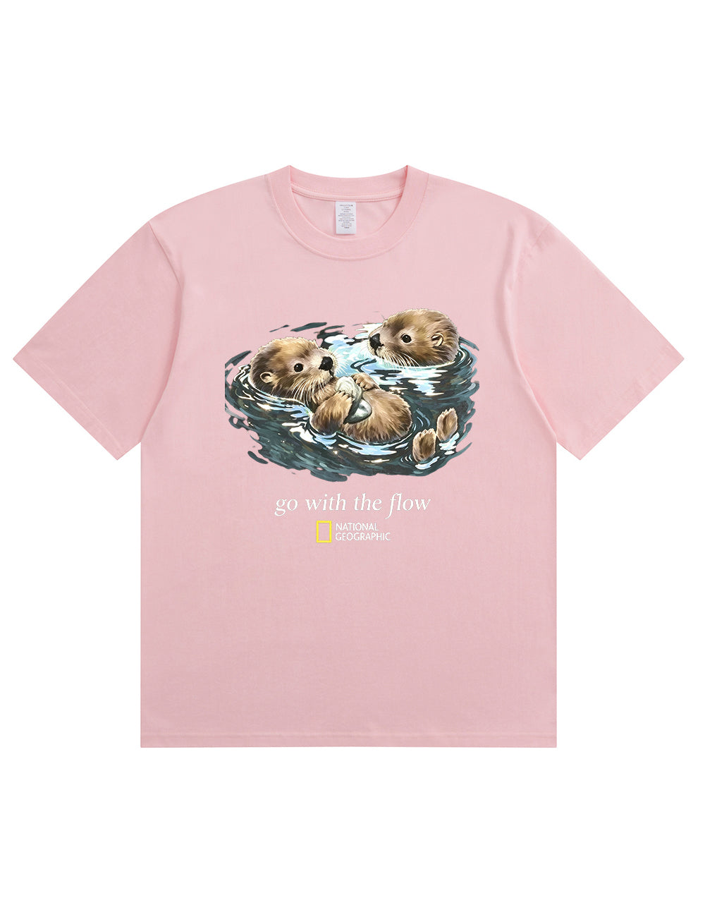 Retro Go With The Flow Sea Otter Graphic Soft Cotton T-Shirt