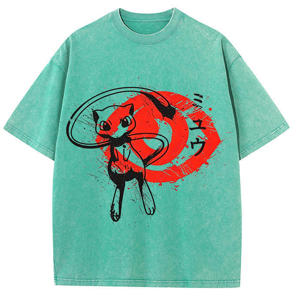 Ink Wash Mew Japanese Art Vintage Tee | Pokemon Anime