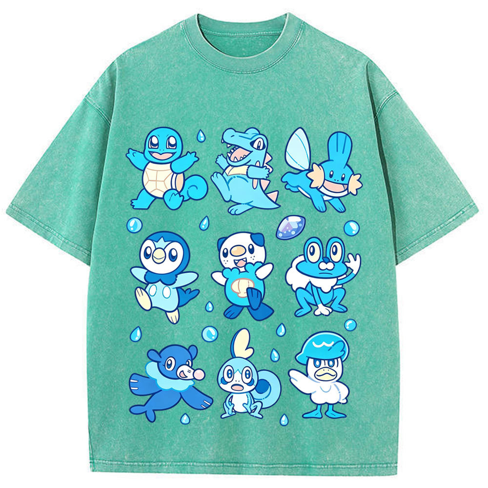 Water Starter Pokemon Collection Cartoon Tee | Pokemon Anime