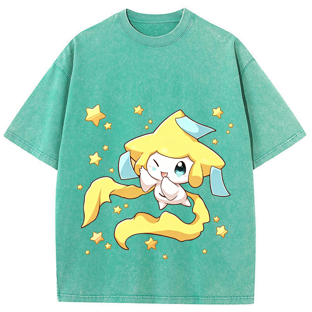 Starry Jirachi Single Print Cartoon Tee | Pokemon Anime