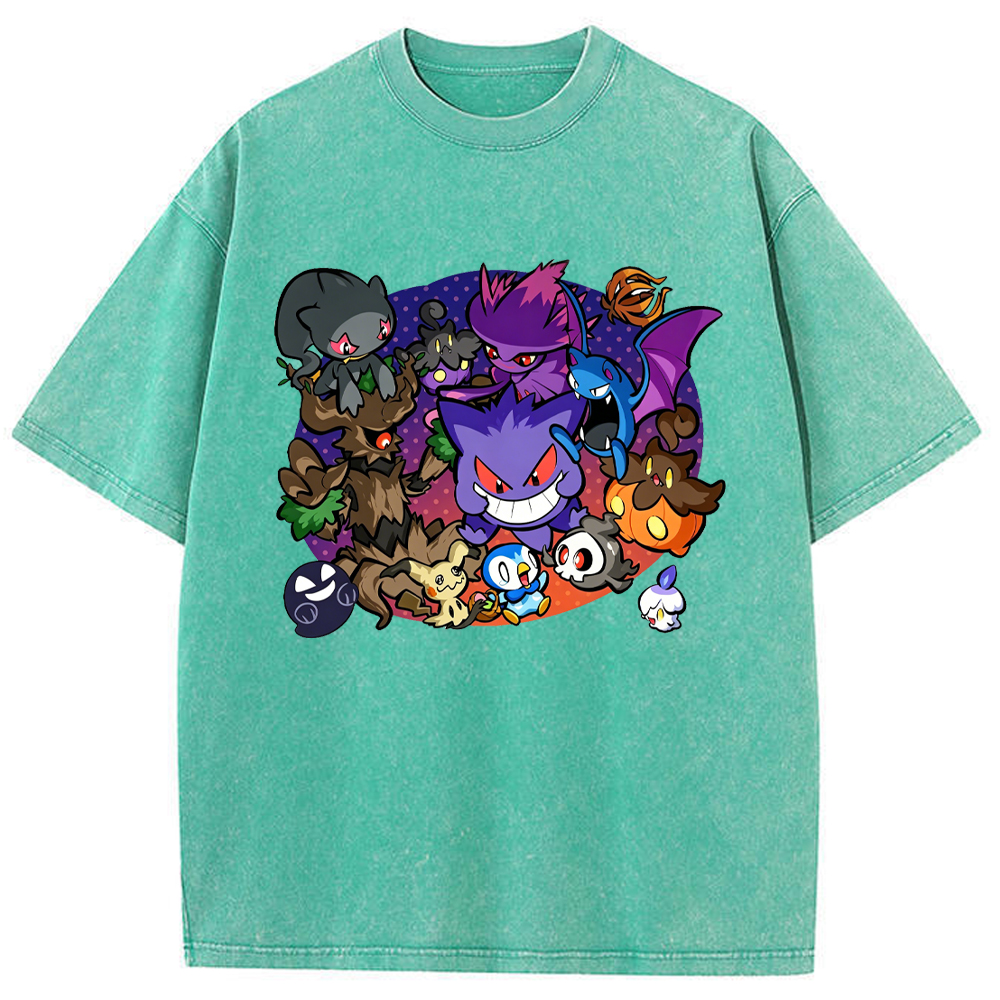 Halloween Night Party Gengar Evolution Group Cartoon Tee | Pokemon Anime