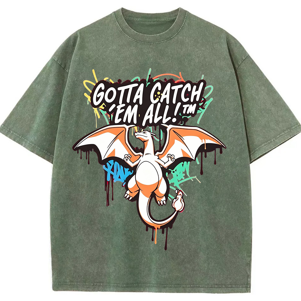 Graffiti Fire Dragon Vintage Washed T-Shirt