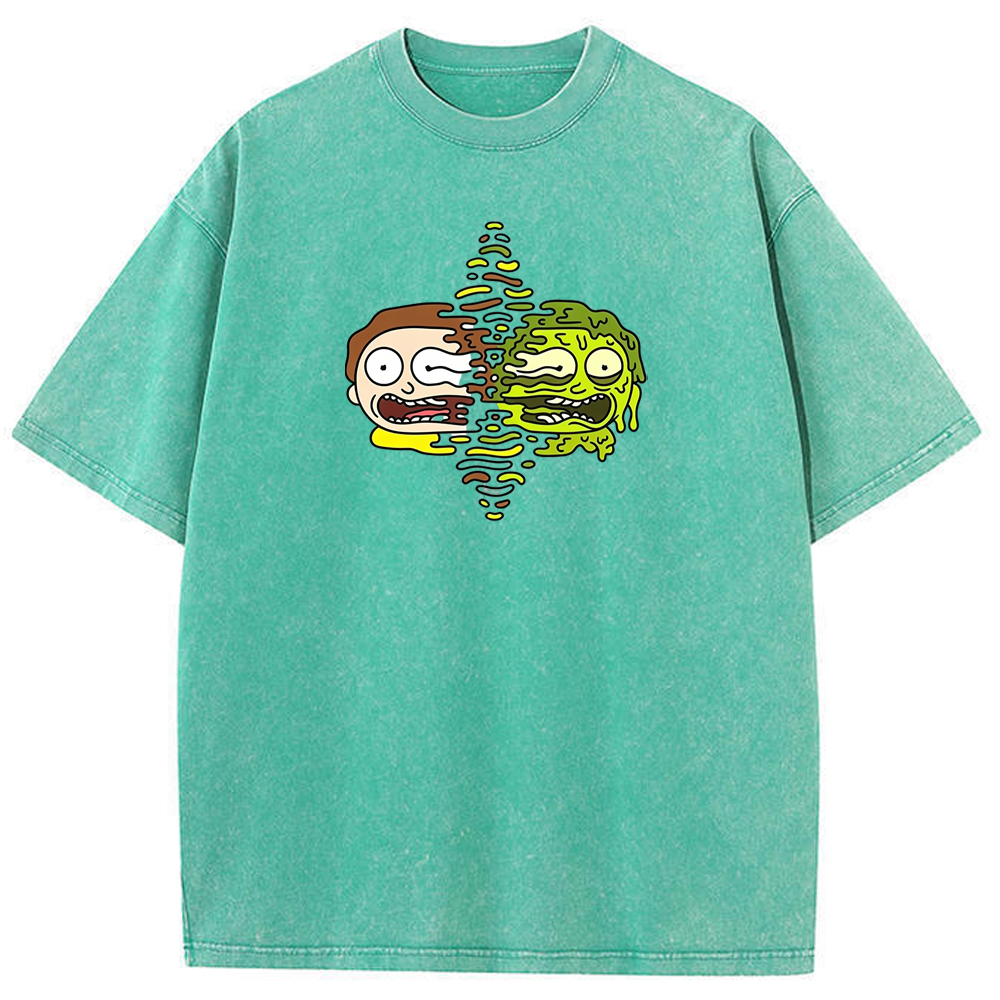 Toxic Dimension Morty Melting Distorted Face Cartoon Tee