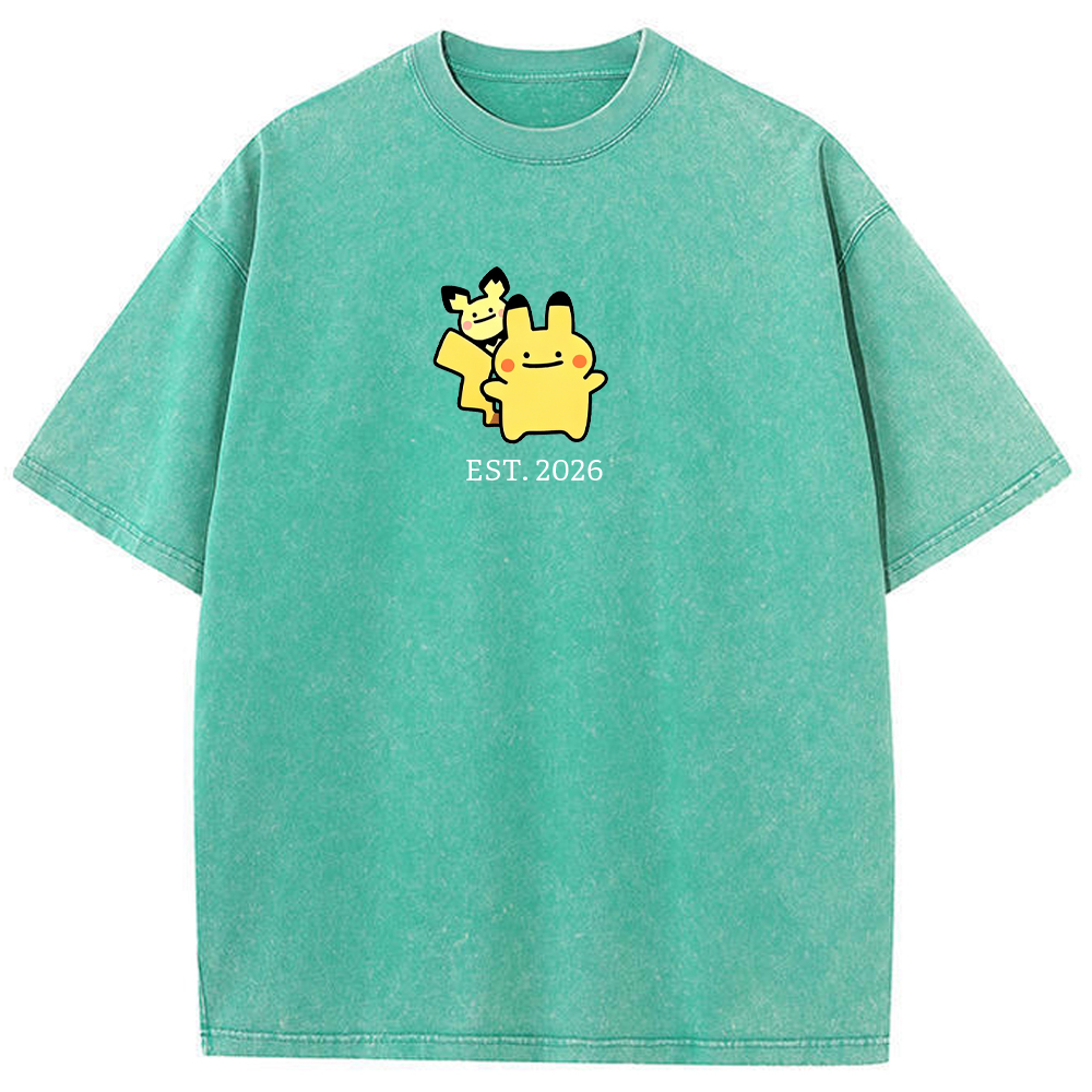 Cute Parent & Kid Pikachu Vintage Washed T-Shirt