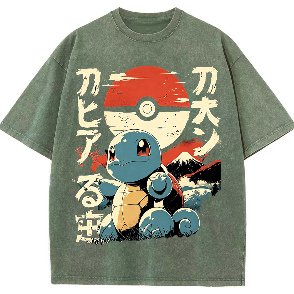 Vintage Ukiyo-e Squirtle Japanese Kanji Graphic Tee
