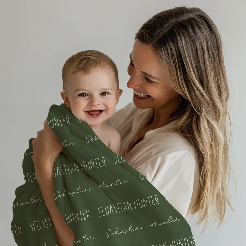 Custom Baby Blanket with Name, Personalized Name Blanket