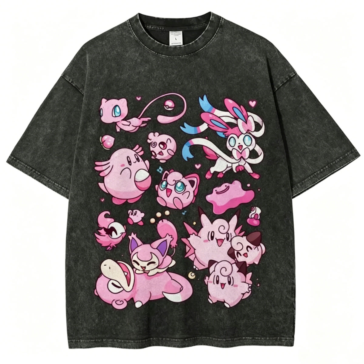 Pink Pokémon Friends Unisex Vintage Washed Tee