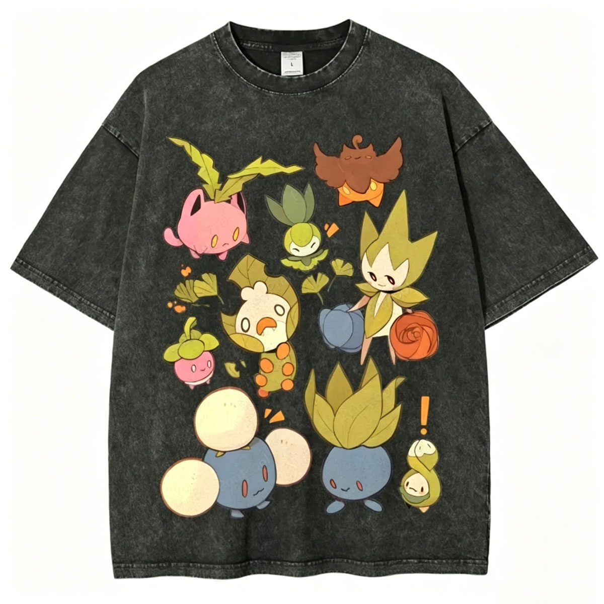 Grass Pokemon Squad Unisex Vintage Washed Tee