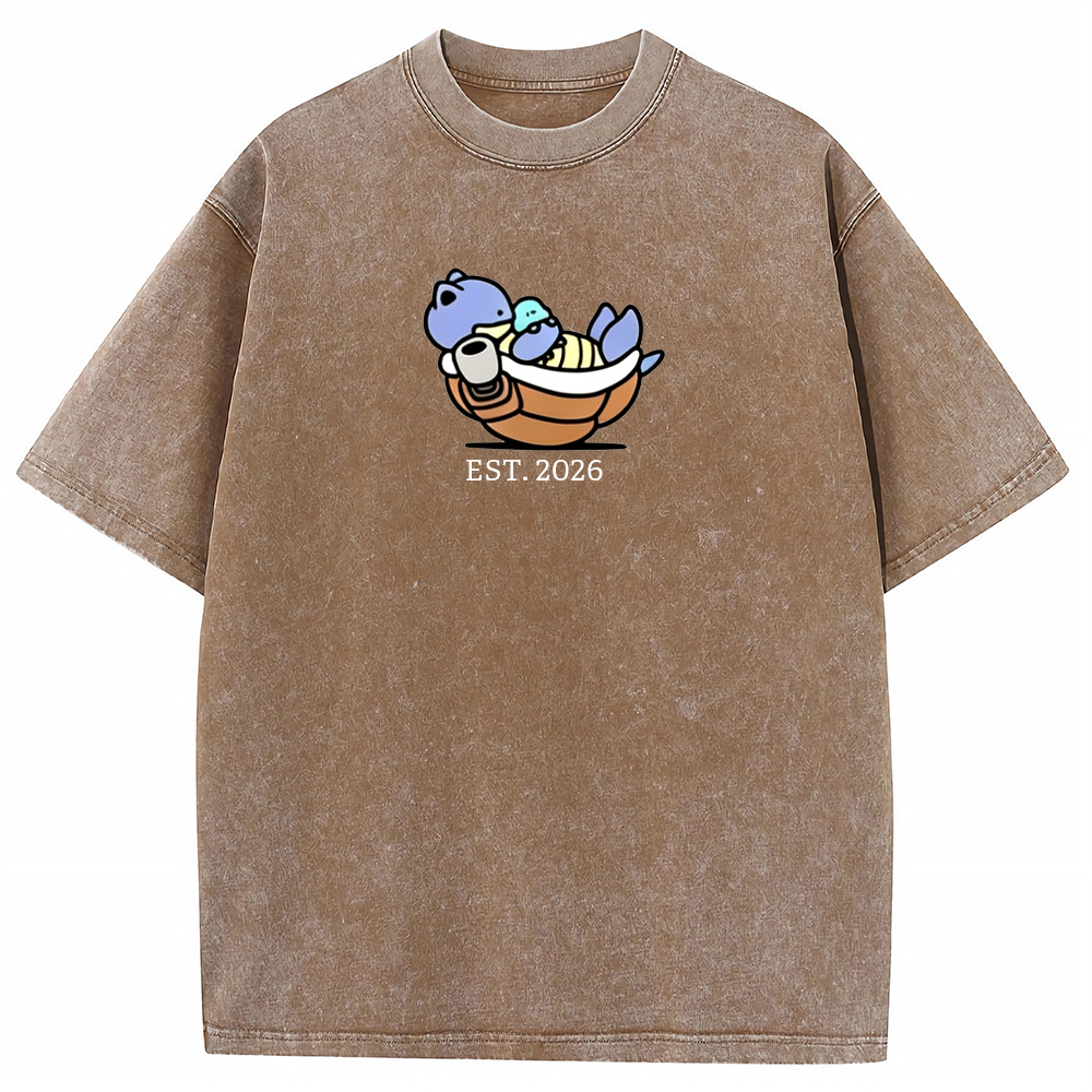 Cute Parent & Kid Blastoise Vintage Washed T-Shirt