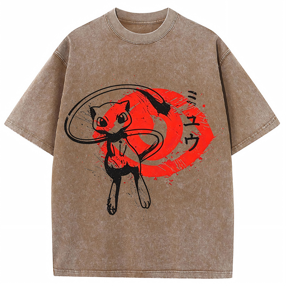 Ink Wash Mew Japanese Art Vintage Tee | Pokemon Anime