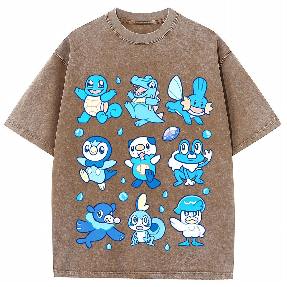 Water Starter Pokemon Collection Cartoon Tee | Pokemon Anime