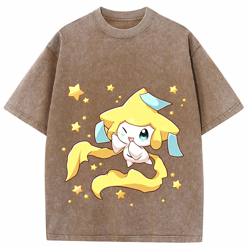 Starry Jirachi Single Print Cartoon Tee | Pokemon Anime