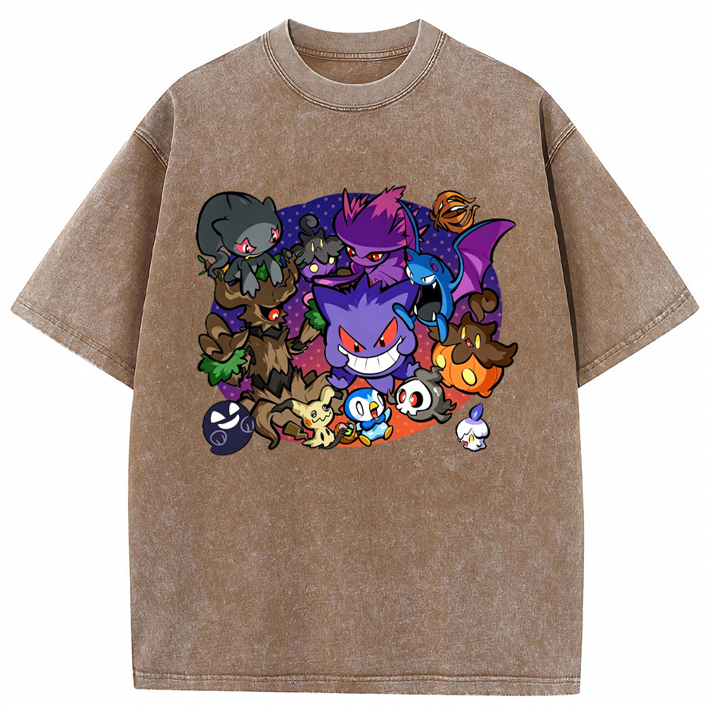 Halloween Night Party Gengar Evolution Group Cartoon Tee | Pokemon Anime