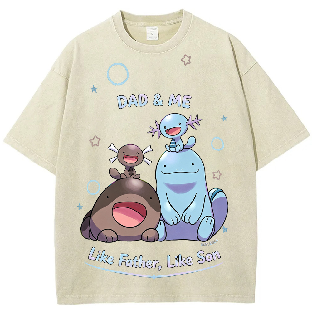 Parent & Kid Father Son Family Vibe Wooper Evolution Group Vintage Washed T-Shirt