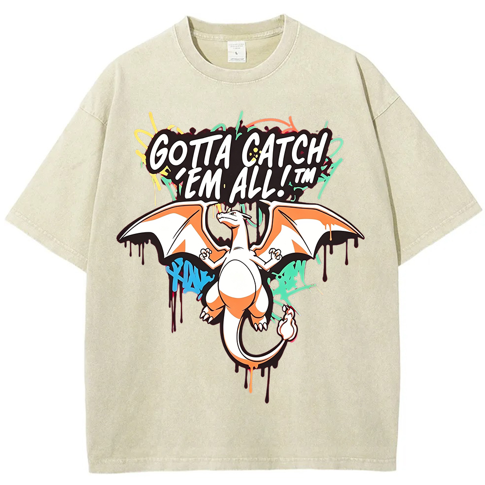 Graffiti Fire Dragon Vintage Washed T-Shirt