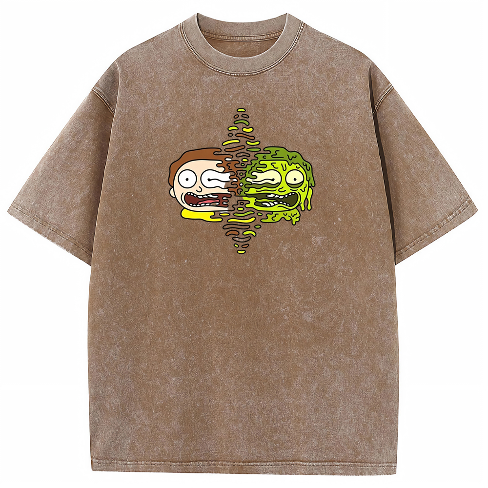 Toxic Dimension Morty Melting Distorted Face Cartoon Tee