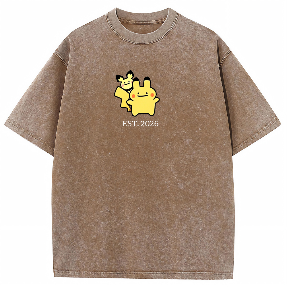 Cute Parent & Kid Pikachu Vintage Washed T-Shirt