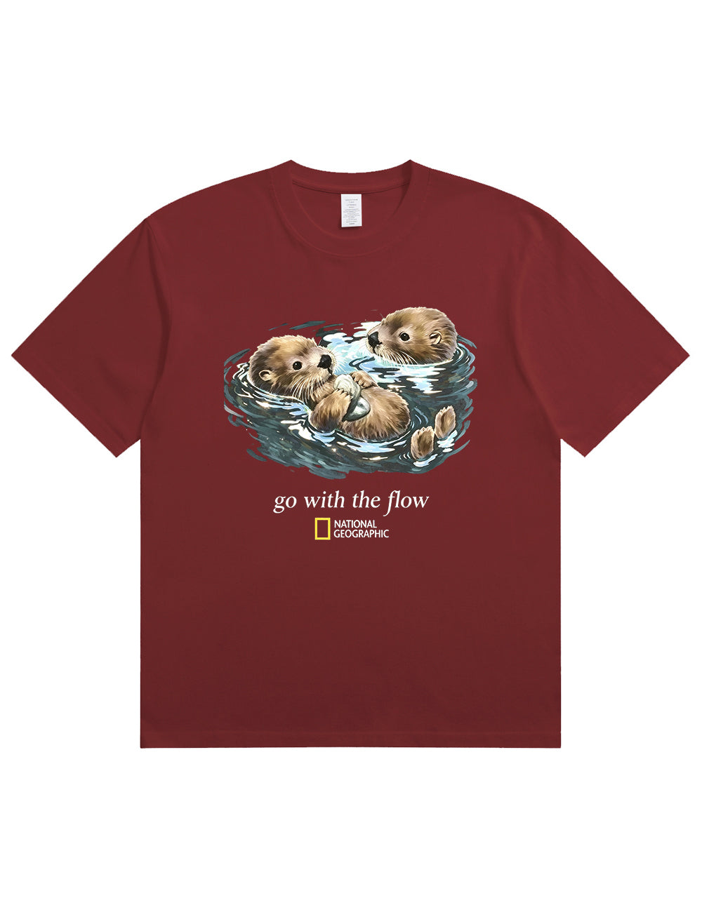 Retro Go With The Flow Sea Otter Graphic Soft Cotton T-Shirt