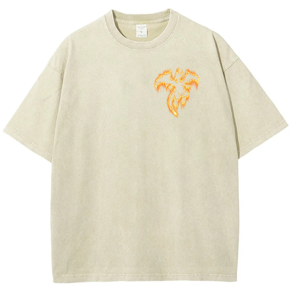 Flame Charizard Fire Silhouette Vintage Washed T-Shirt | Pokemon Anime