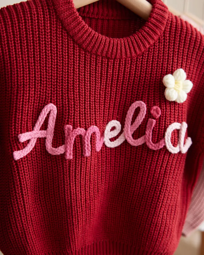 Custom Embroidered Baby Name Sweater