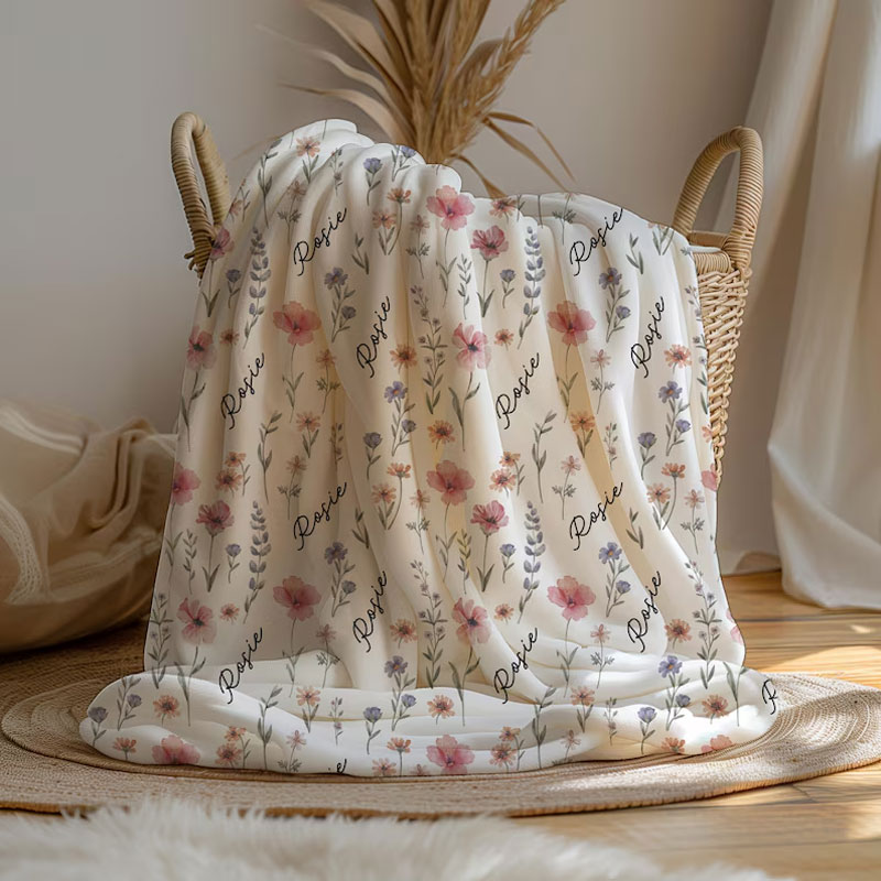 Personalized Wildflower Baby Blanket