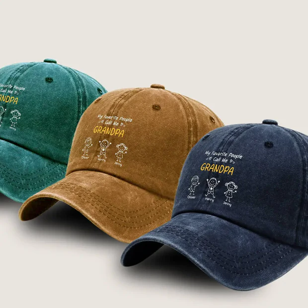 Custom Grandpa Denim Cap, My favorite People Hat