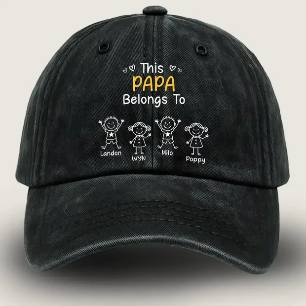 Papa Belongs To, Custom Cap for Men And Kids