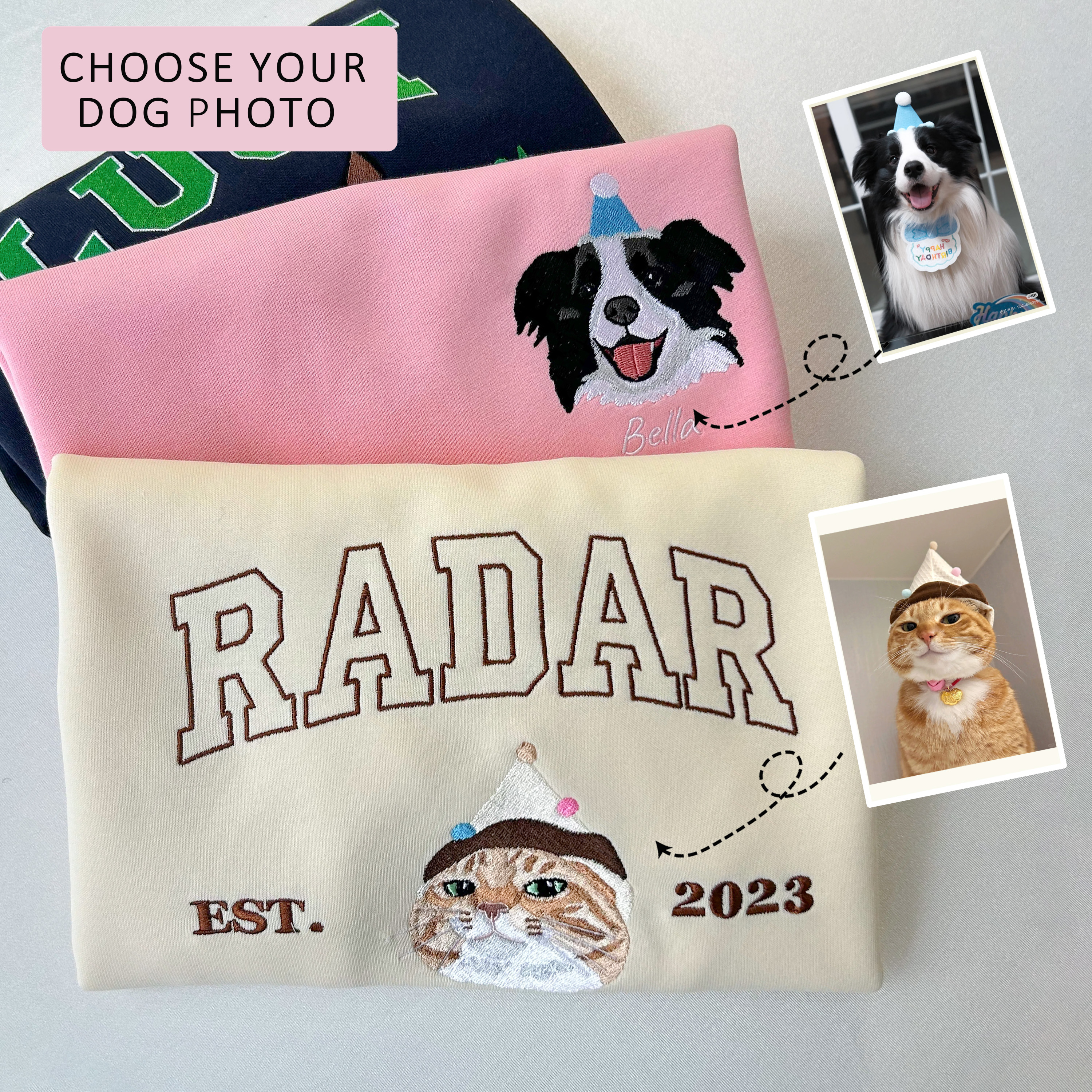 Custom Dog Face Embroidered Sweatshirt-Gift For Custom