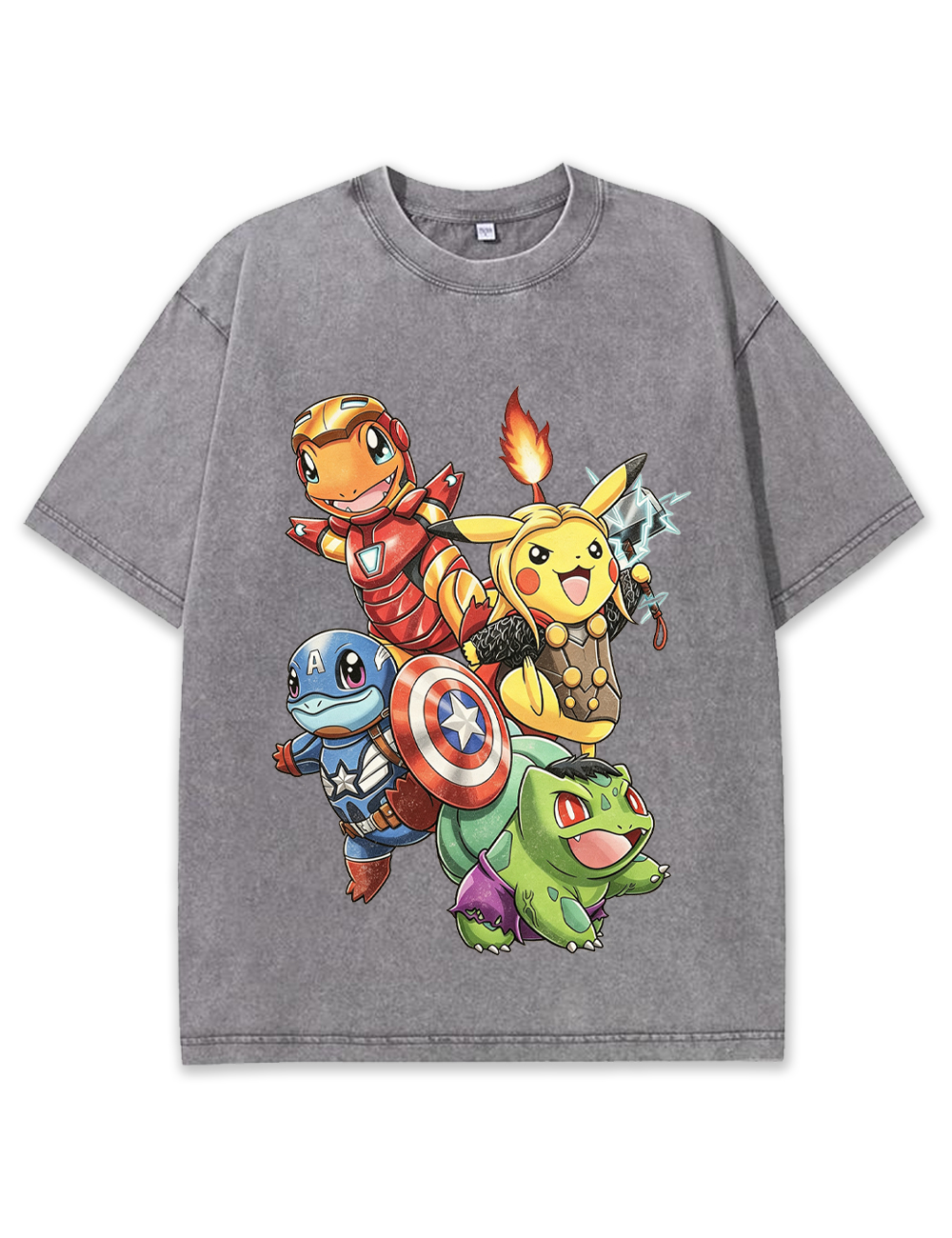 Avengers Squad Pokemon Starters Cartoon Tee | Pokemon Anime