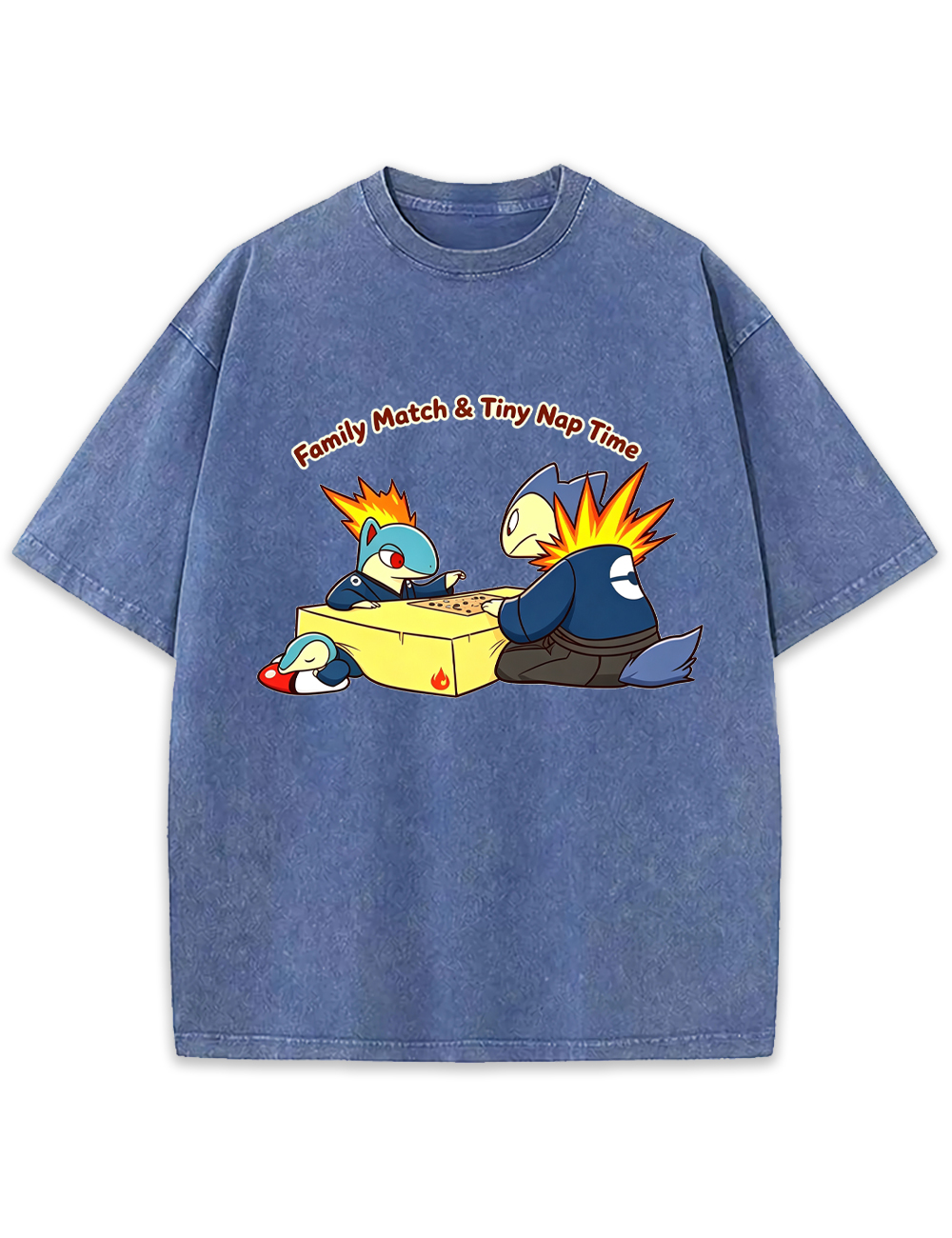 Parent & Kid Cyndaquil Family Game Match Vintage Washed T-Shirt
