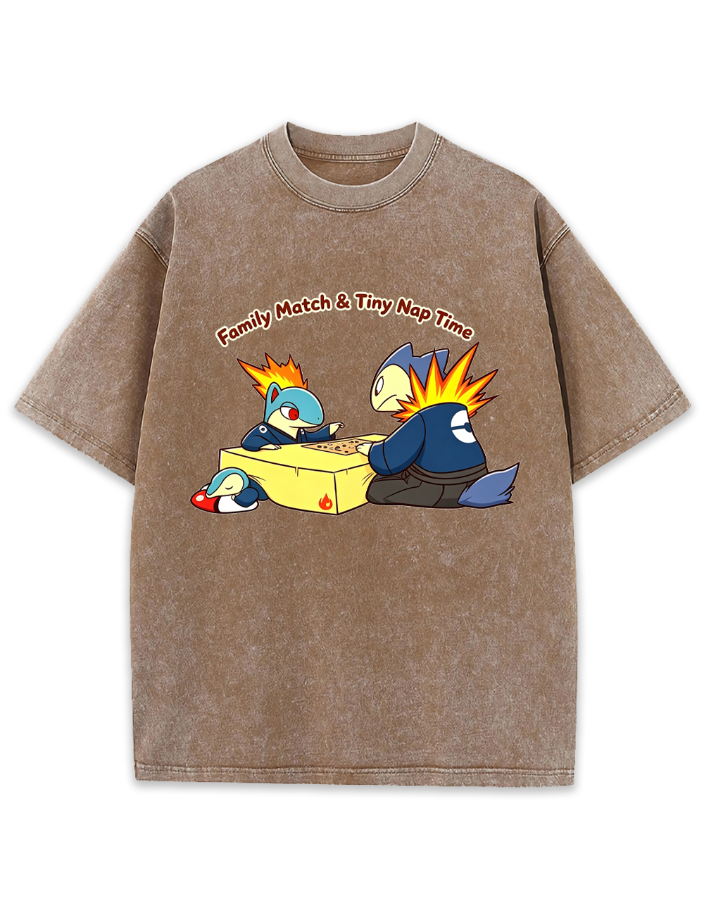 Parent & Kid Cyndaquil Family Game Match Vintage Washed T-Shirt