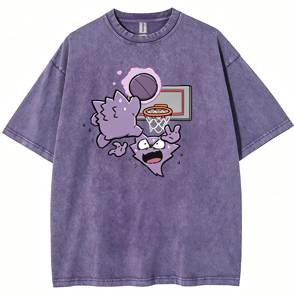 Gengar Evolution Line Playing Basketball Cartoon Tee | Pokemon Anime