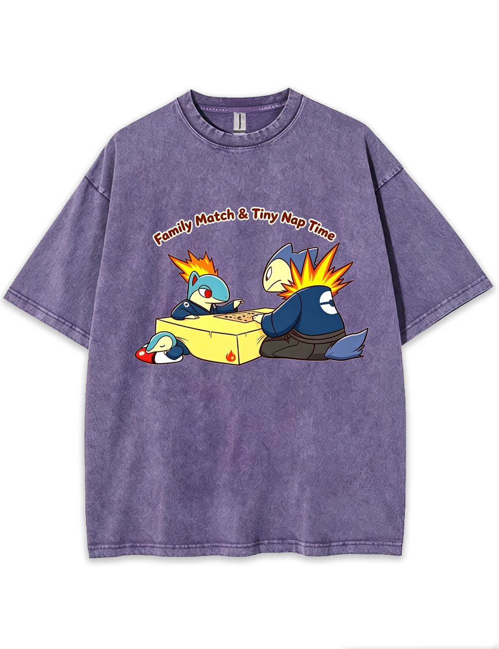 Parent & Kid Cyndaquil Family Game Match Vintage Washed T-Shirt
