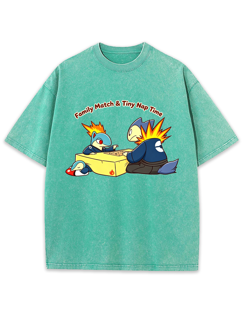 Parent & Kid Cyndaquil Family Game Match Vintage Washed T-Shirt