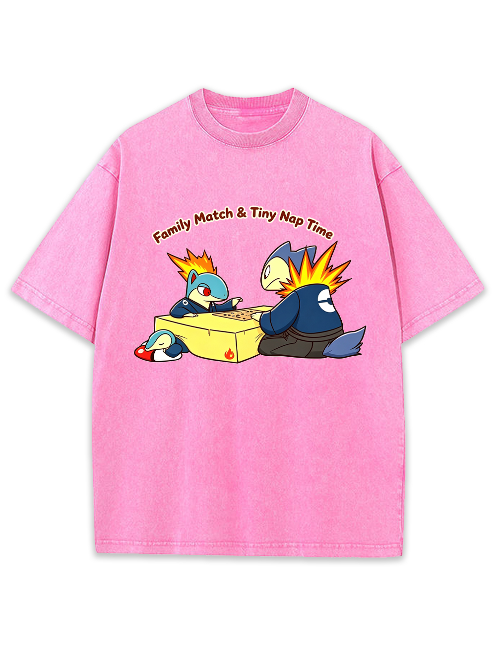 Parent & Kid Cyndaquil Family Game Match Vintage Washed T-Shirt