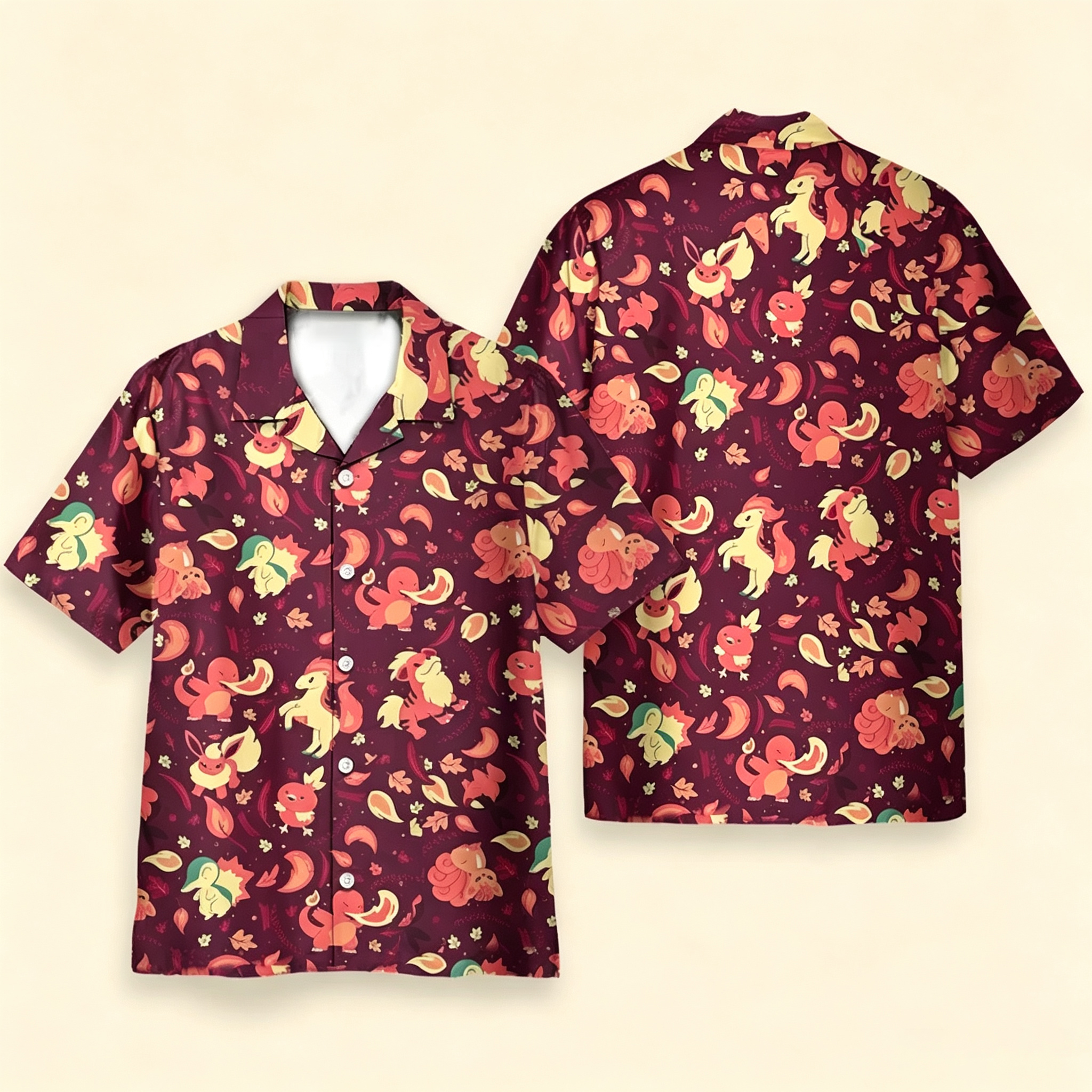 Fire Pokemon Pattern Hawaiian Shirt