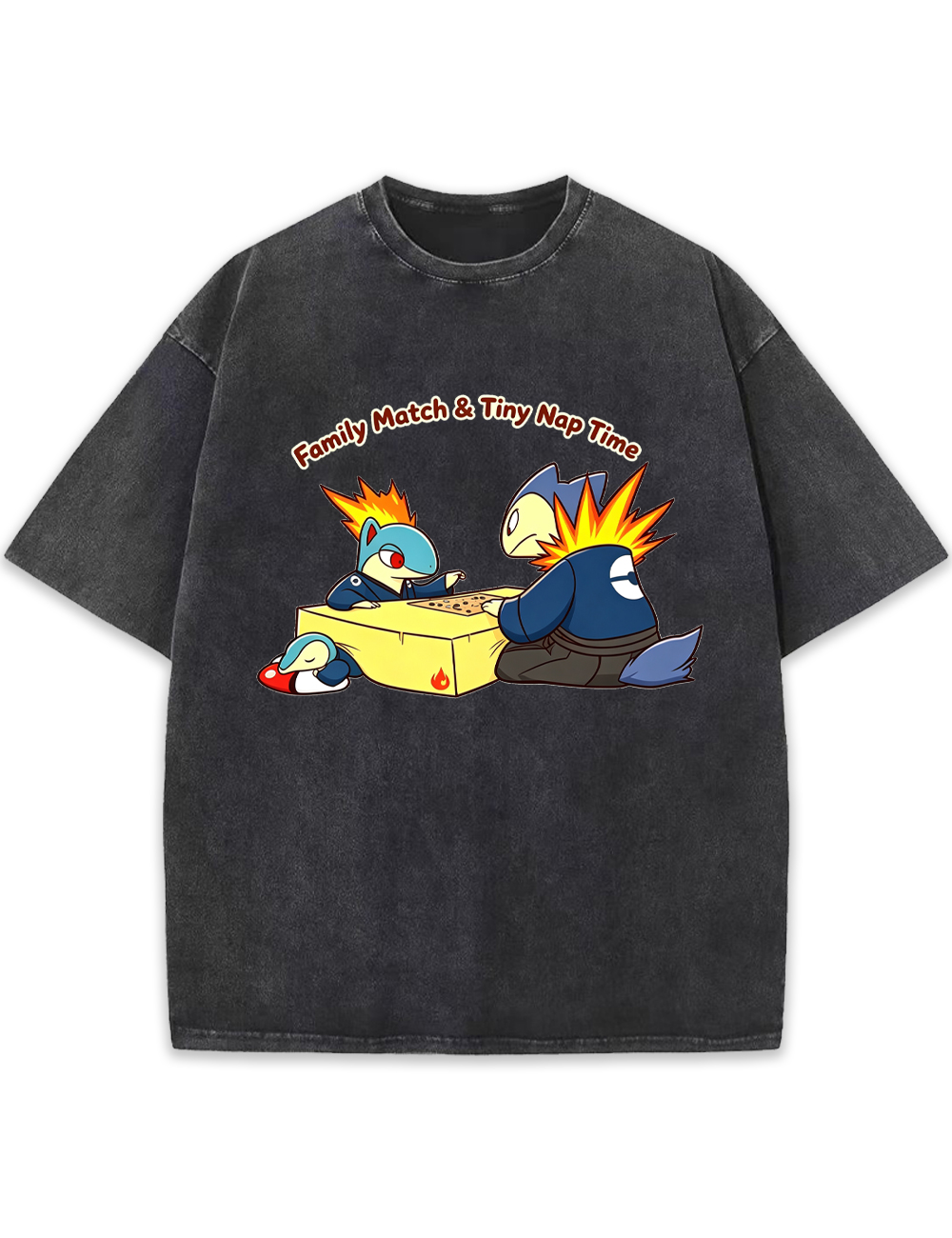 Parent & Kid Cyndaquil Family Game Match Vintage Washed T-Shirt