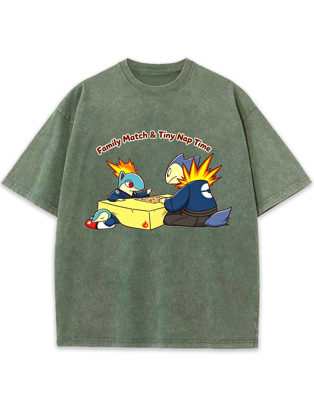 Parent & Kid Cyndaquil Family Game Match Vintage Washed T-Shirt