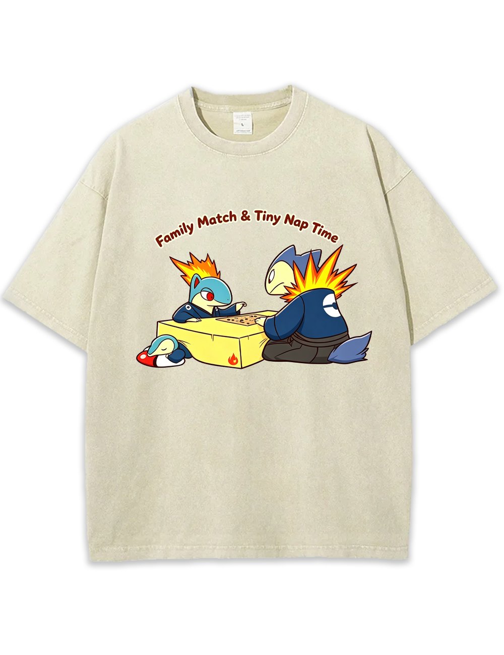 Parent & Kid Cyndaquil Family Game Match Vintage Washed T-Shirt