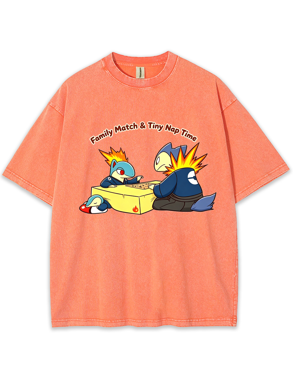 Parent & Kid Cyndaquil Family Game Match Vintage Washed T-Shirt