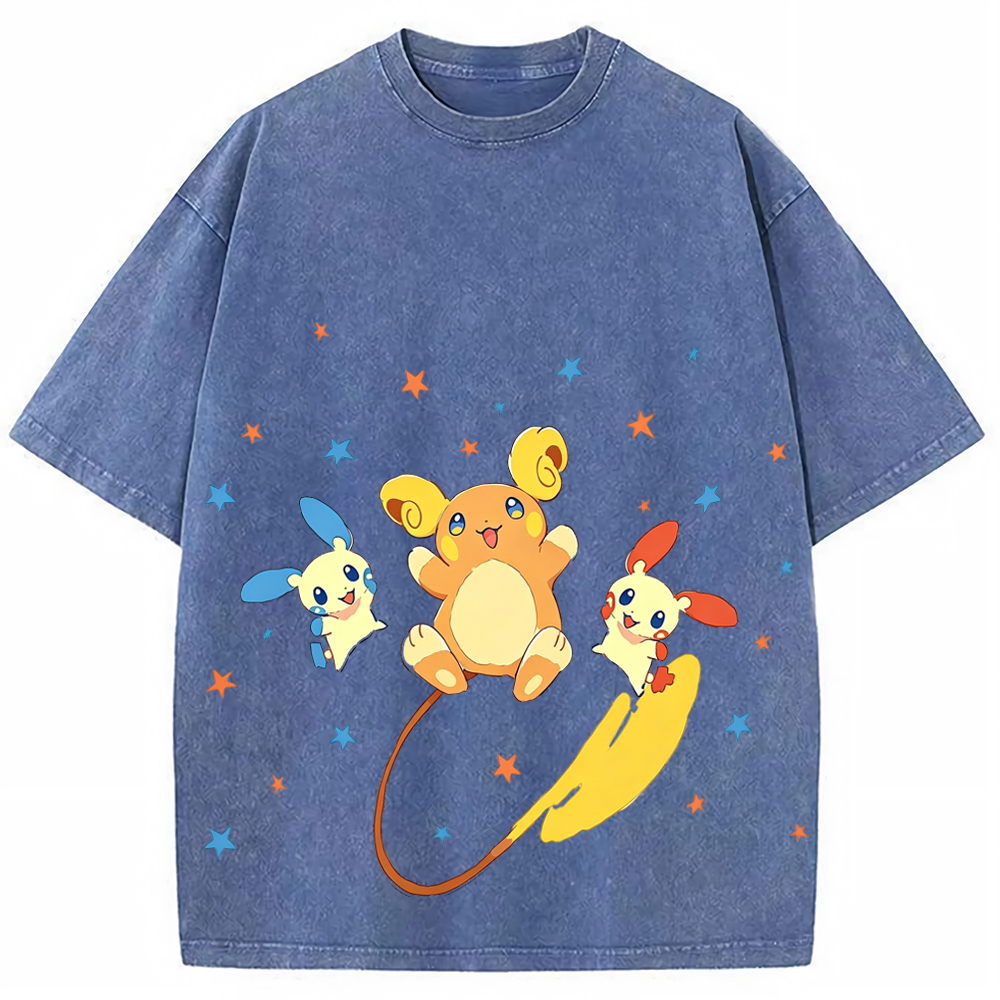 Plusle Minun Raichu Squad Cartoon Tee | Pokemon Anime