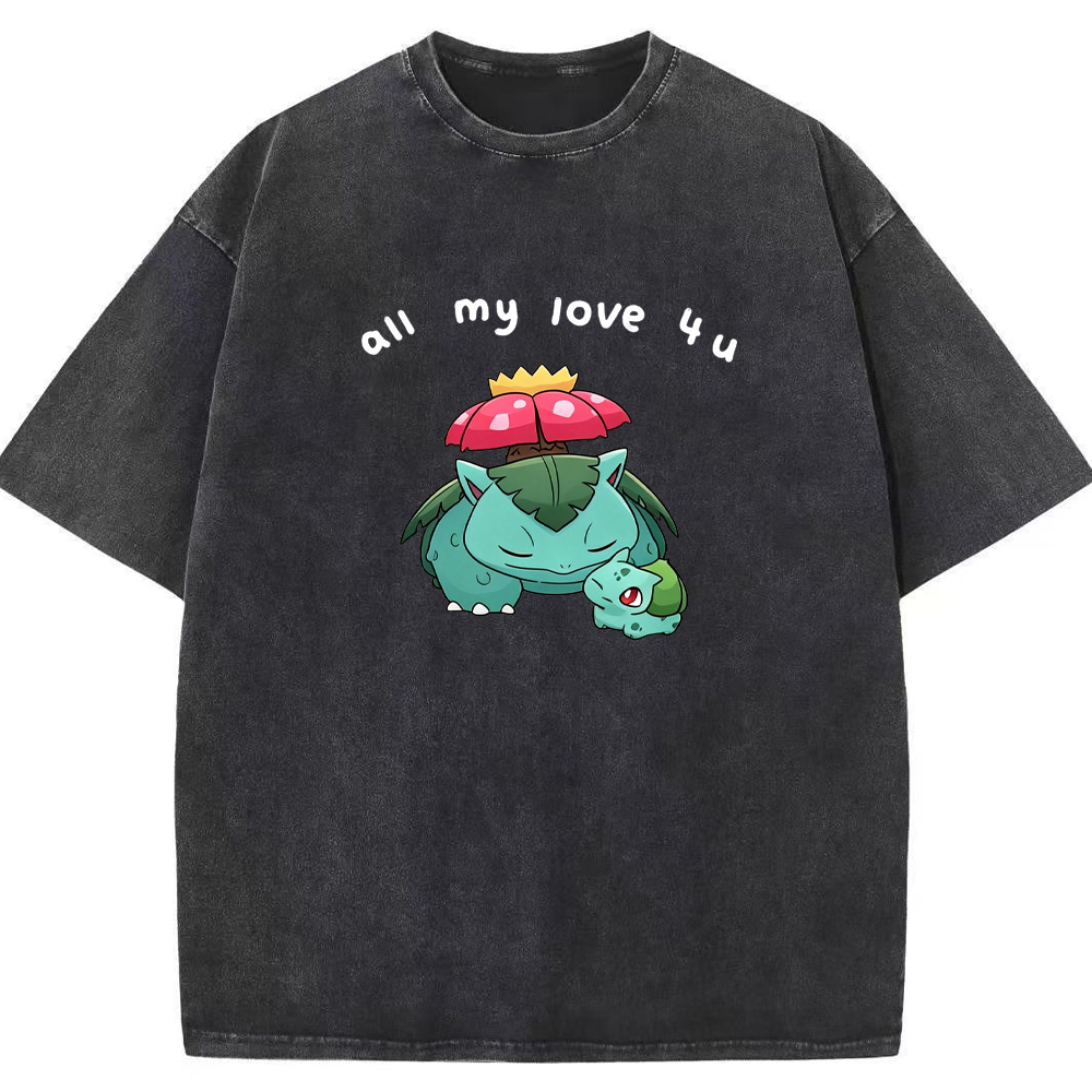 Parent & Kid All My Love 4 u Quote Custom Name EST. Year Vintage Washed T-Shirt | Pokemon Anime