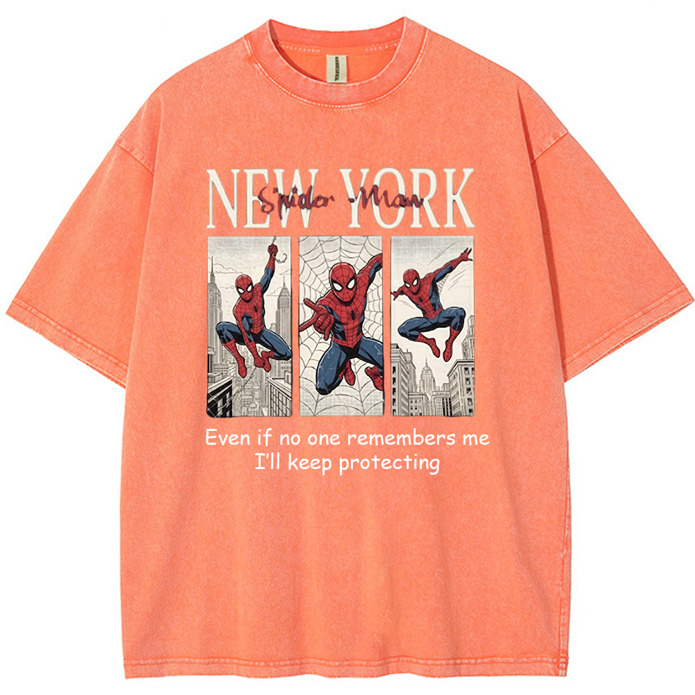 Vintage Washed New York Spider-Man Comic Quote Graphic Tee