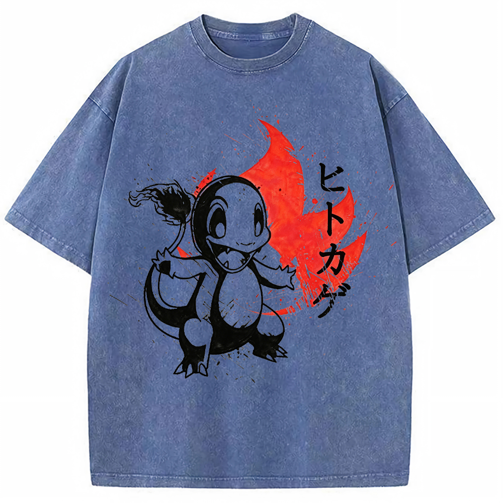 Ink Splash Charmander Retro Brush Tee | Pokemon Anime