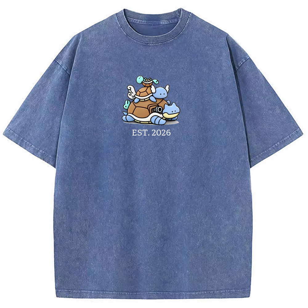 Cute Parent & Kid Squirtle Vintage Washed T-Shirt