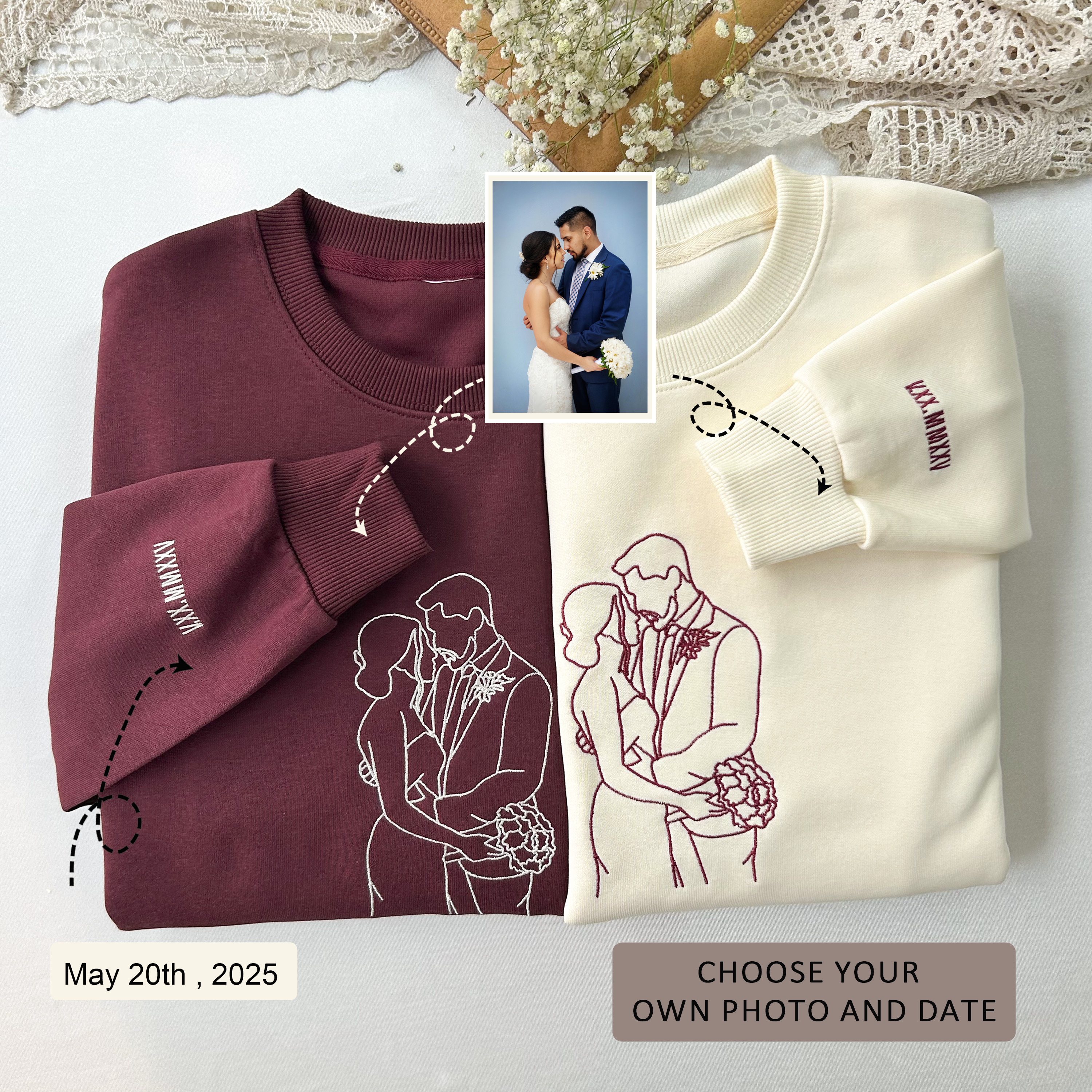 Anniversary Custom Embroidered Sweatshirt��Gifts for parents-Gift For Custom