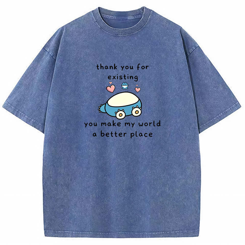 Thank You For Existing Love Quote Vintage Washed T-Shirt | Pokemon Anime