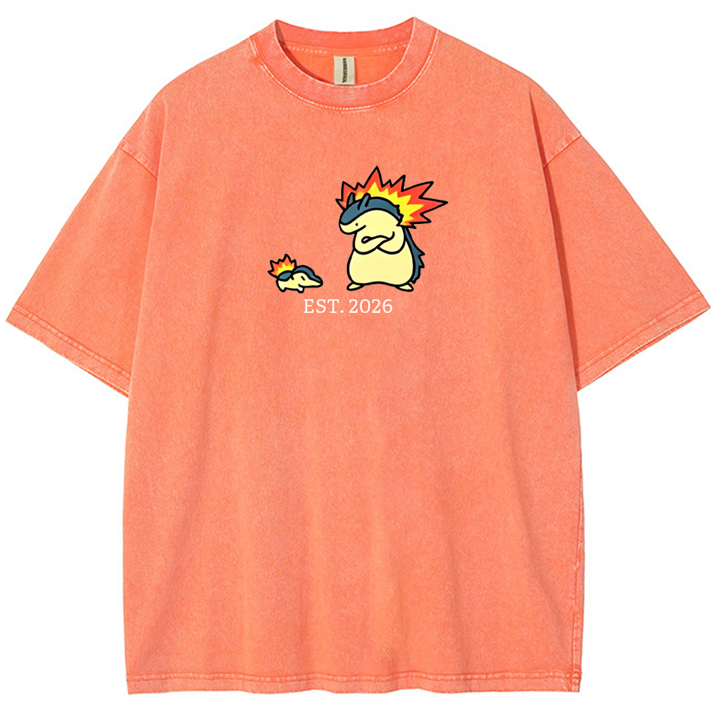 Cute Parent & Kid Typhlosion Vintage Washed T-Shirt