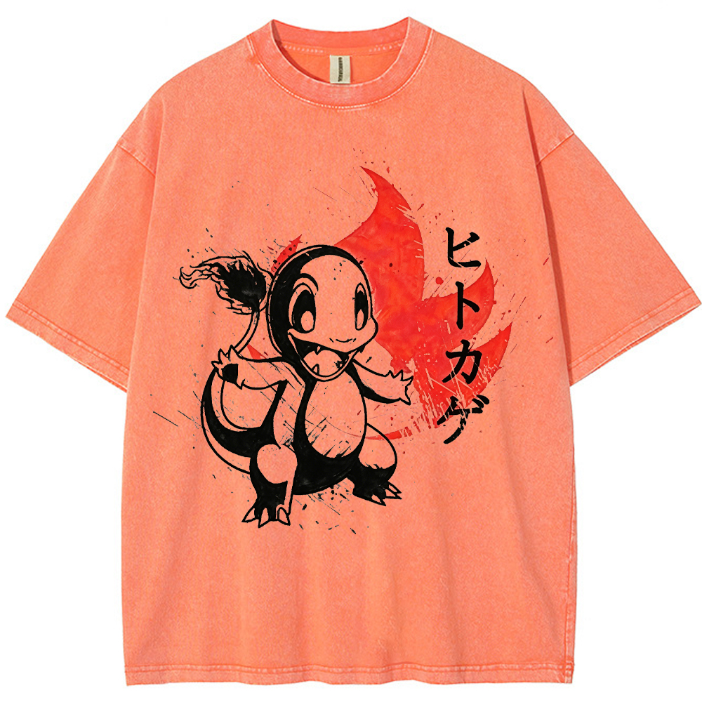 Ink Splash Charmander Retro Brush Tee | Pokemon Anime