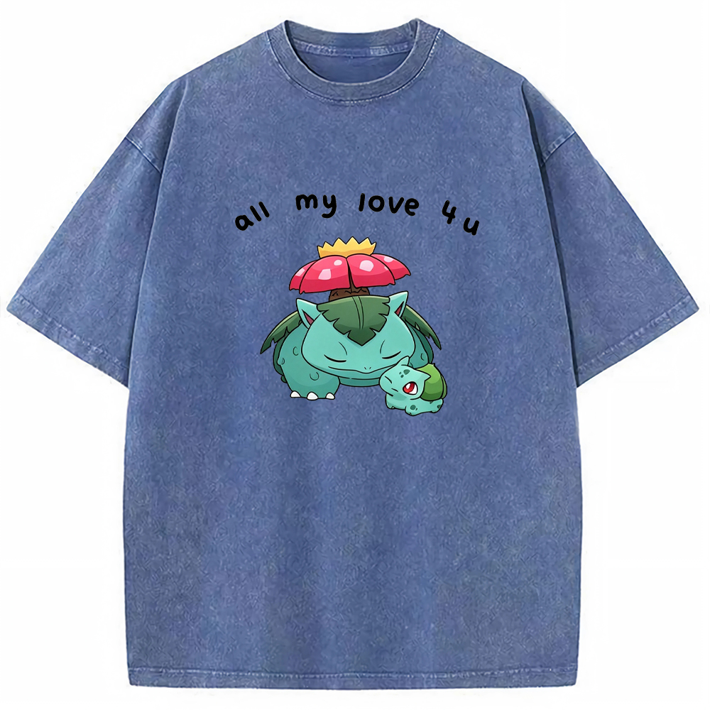 Parent & Kid All My Love 4 u Quote Custom Name EST. Year Vintage Washed T-Shirt | Pokemon Anime